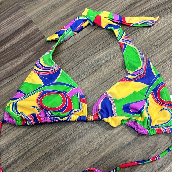 Hoopa Multi Colored Triangle Slide Bikini Top - Picture 2 of 7